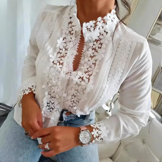 CLARISSA™ - Camicia di pizzo con intarsio di fiori