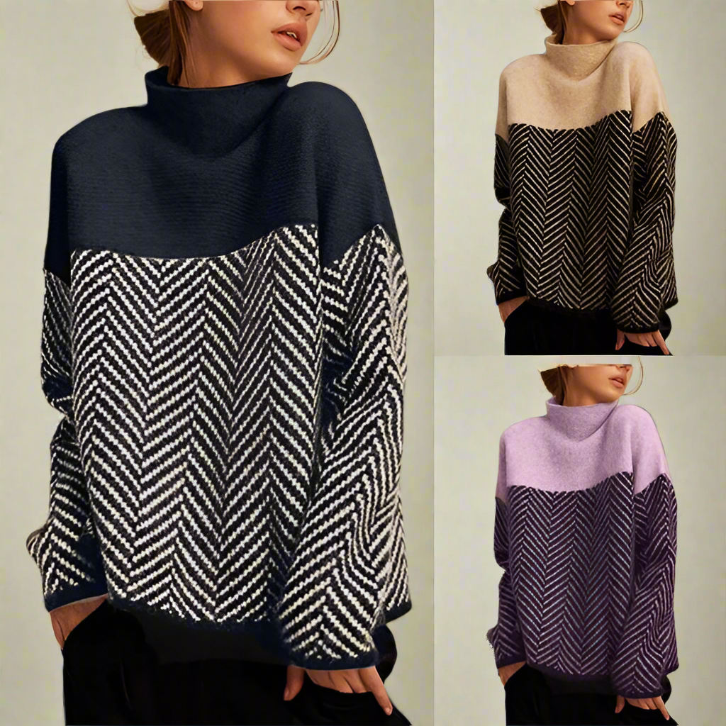 ANASTASIA™ | Maglione a collo alto con motivo a zig zag