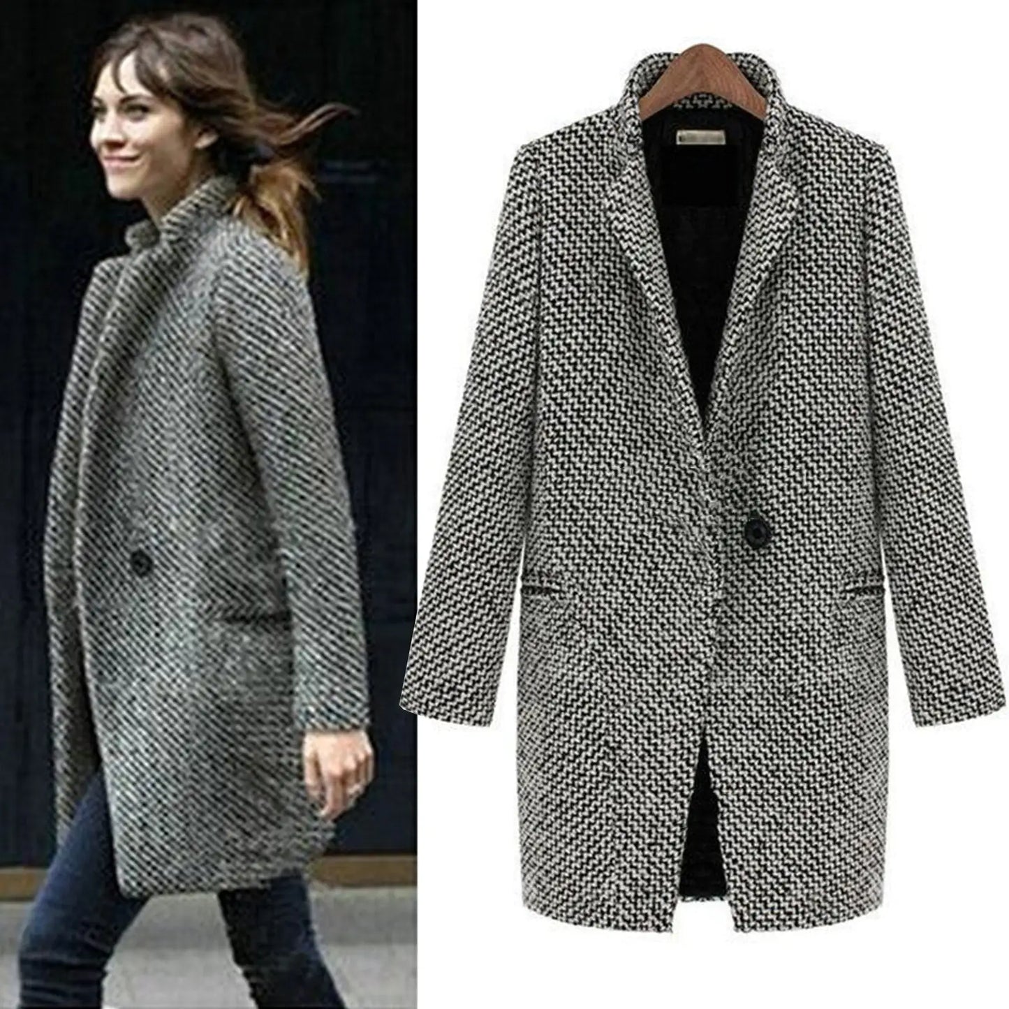 IRINA™ | Cappotto autunnale bianco & nero